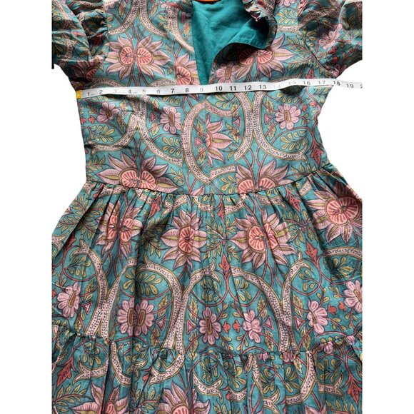 Oliphant Women's Yoke Dress Long Sleeve Boho Floral Ruffle-Neck $348 Size S - Picture 5 of 9